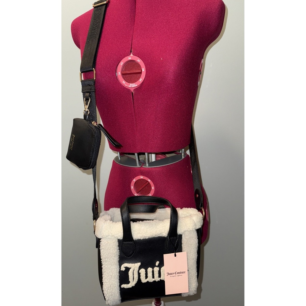 Juicy Couture Womens Silver Lining Black Mini Tote Bag Liquorice & Angel Handbag